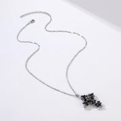 Marquise-cut Natural Black Spinel Spiky Cross Necklace-Black Diamonds New York