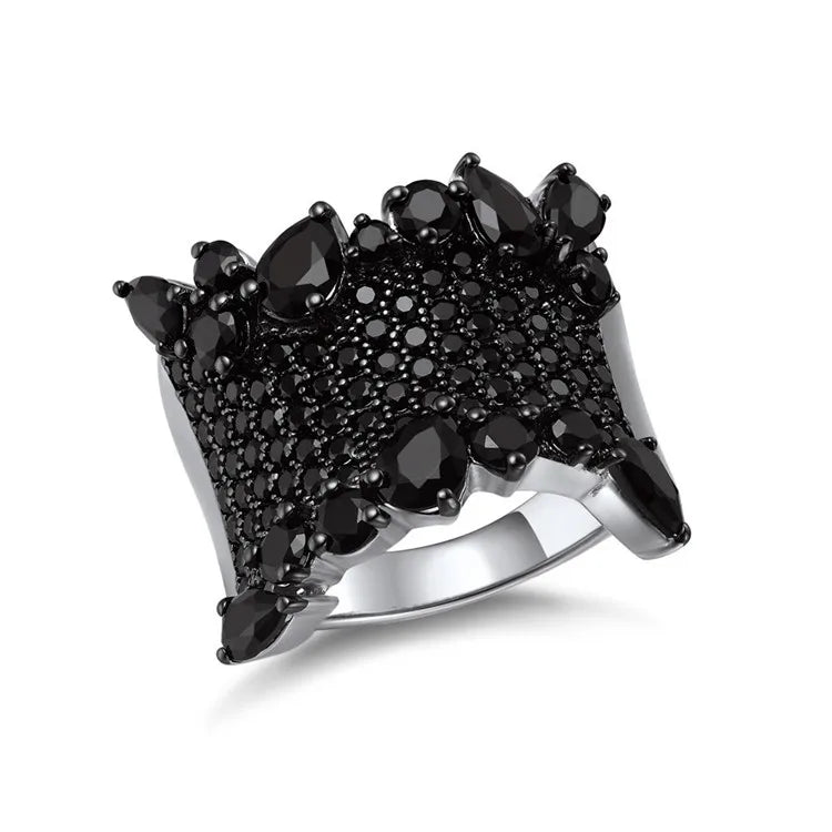 Gothic Natural Black Spinel Gemstone Ring-Black Diamonds New York