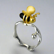 Handmade Bee and Dripping Honey Rings-Black Diamonds New York