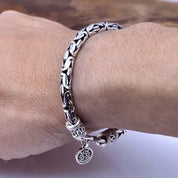 Goth-inspired Antique Silver Bracelet-Black Diamonds New York