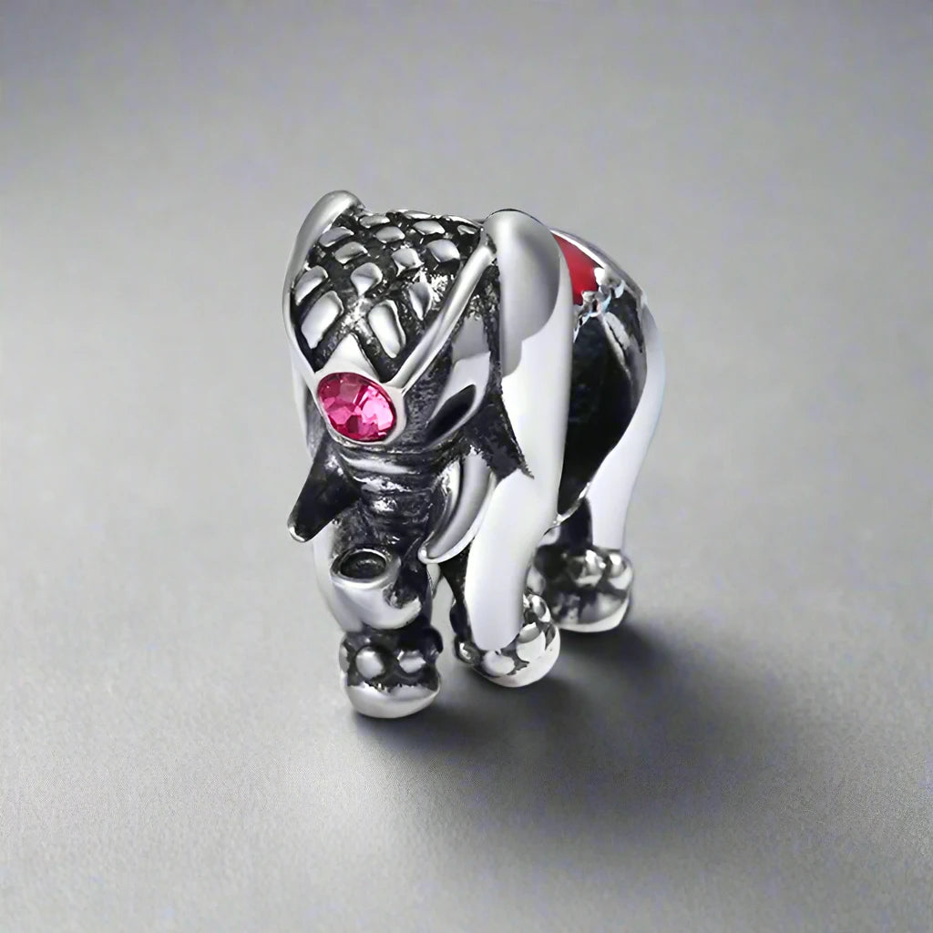 Charming Circus Elephant with Created Diamond Charm-Black Diamonds New York