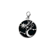 Moon and Stars Constellation Round Pendant-Black Diamonds New York