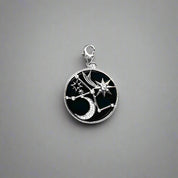 Moon and Stars Constellation Round Pendant-Black Diamonds New York