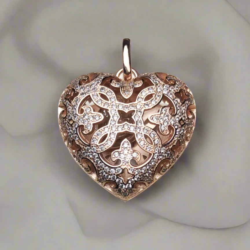 Vintage Love Heart Locket Pendant-Black Diamonds New York