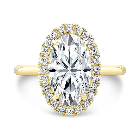 14k Rose Gold Elongated Oval Cut Halo Diamond Engagement Ring-Black Diamonds New York