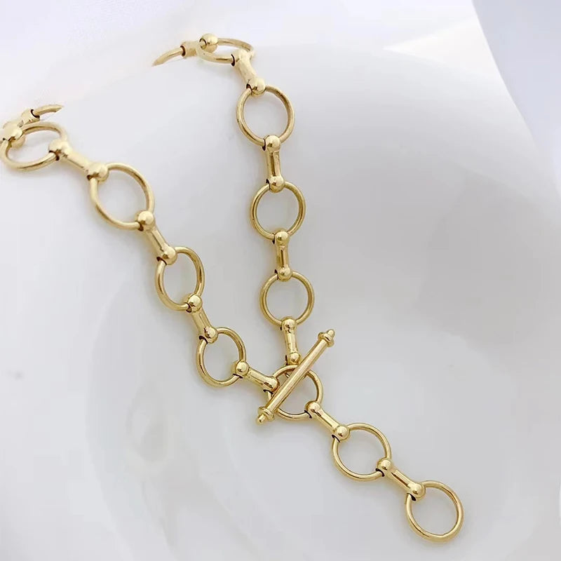 18k Yellow Gold Vintage Chain Bracelet-Black Diamonds New York