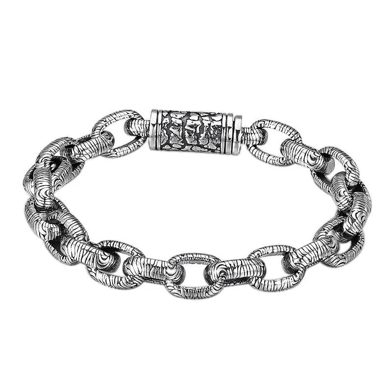 Vintage Bold Stone Chain Pattern Bracelet-Black Diamonds New York