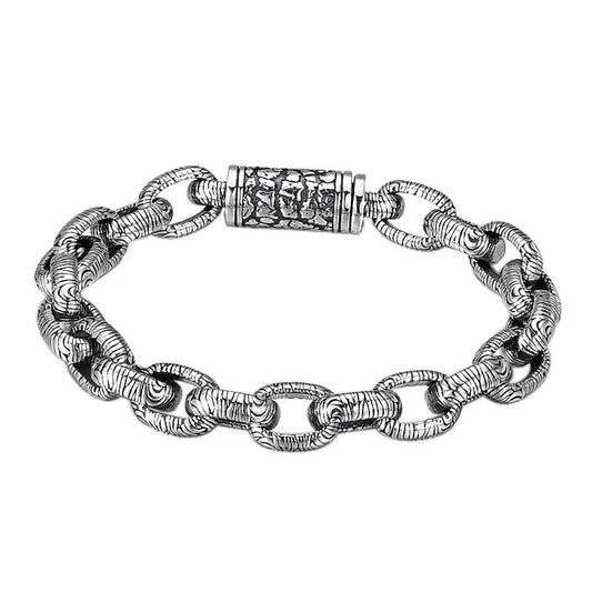 Vintage Bold Stone Chain Pattern Bracelet-Black Diamonds New York