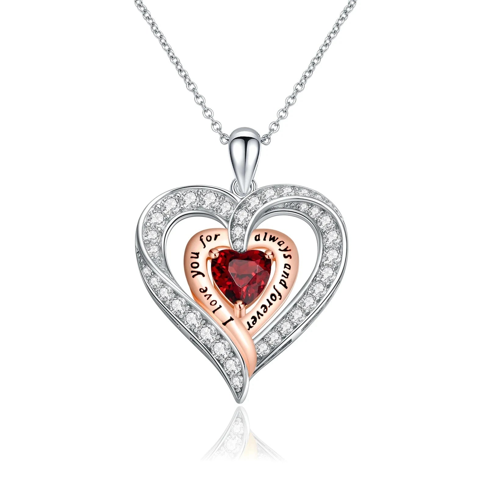 Birthstone Heart Pendant Necklace-Black Diamonds New York