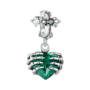 Cross and Skeleton Green Stone Gothic Charm-Black Diamonds New York