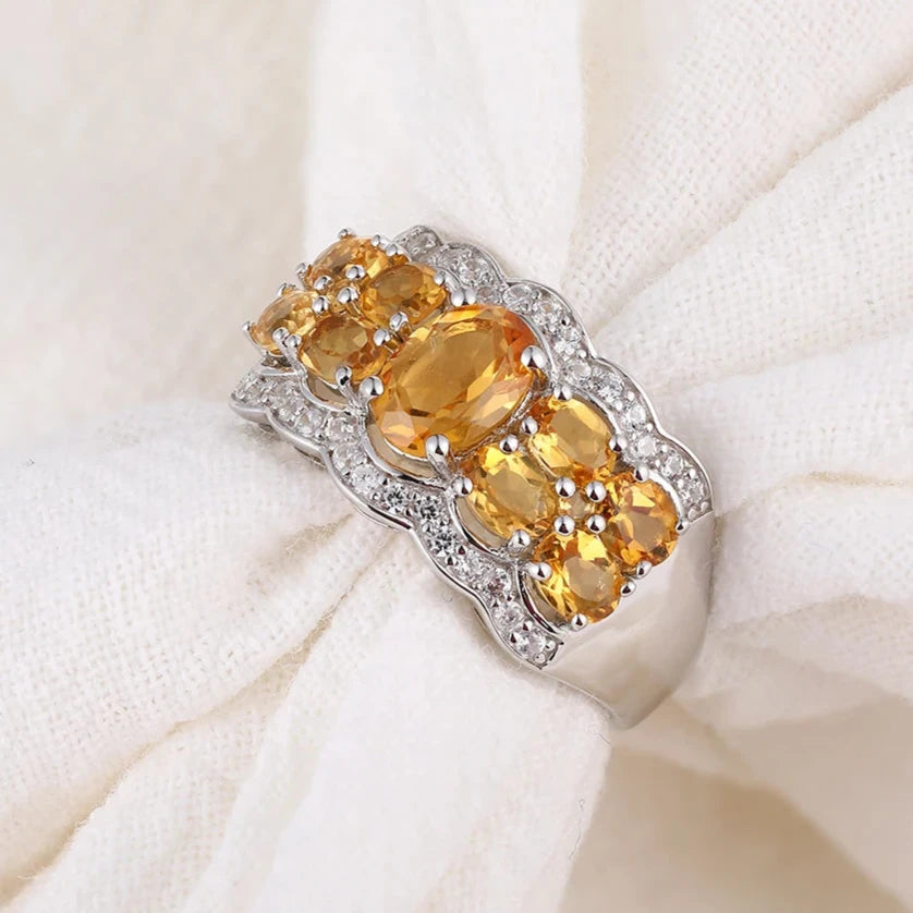 Vintage Style Oval Cut Create Citrine Gemstone Halo Ring-Black Diamonds New York