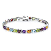 Oval-cut Rainbow Multi-gemstone Bracelet-Black Diamonds New York