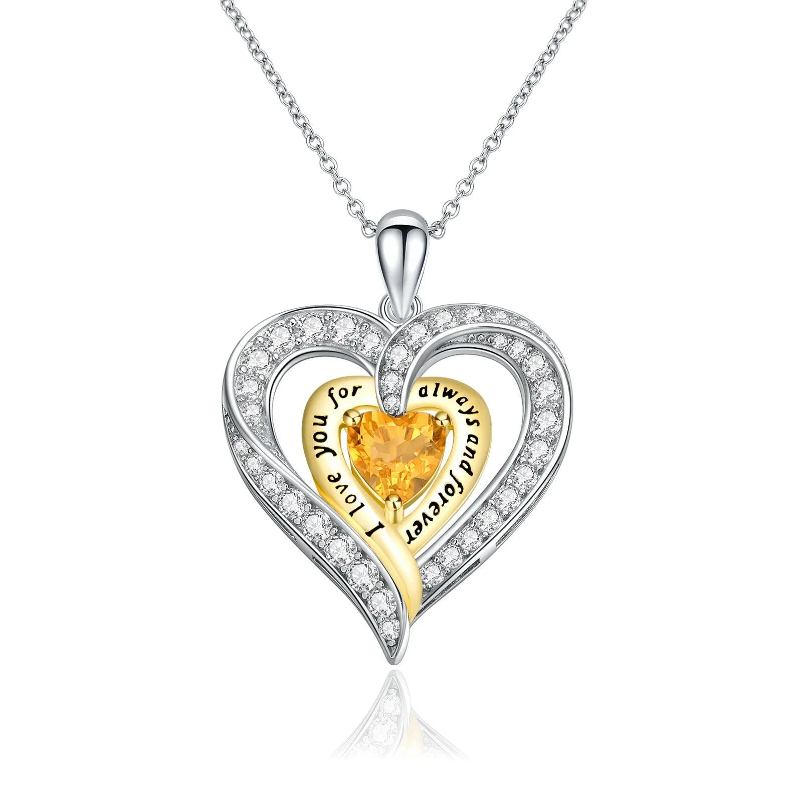 Birthstone Heart Pendant Necklace-Black Diamonds New York