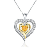 Birthstone Heart Pendant Necklace-Black Diamonds New York