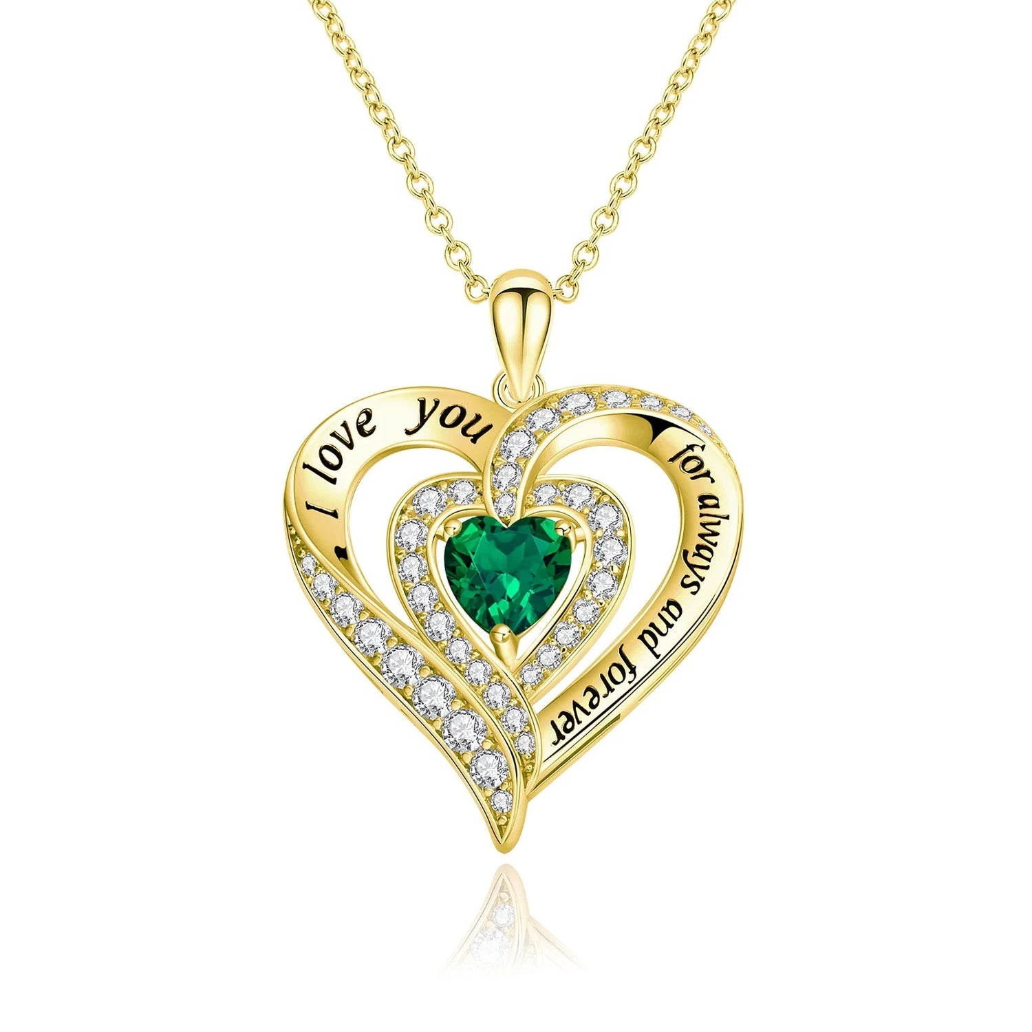 Created Gemstone I Love You Engraved Heart-shaped Necklace-Black Diamonds New York