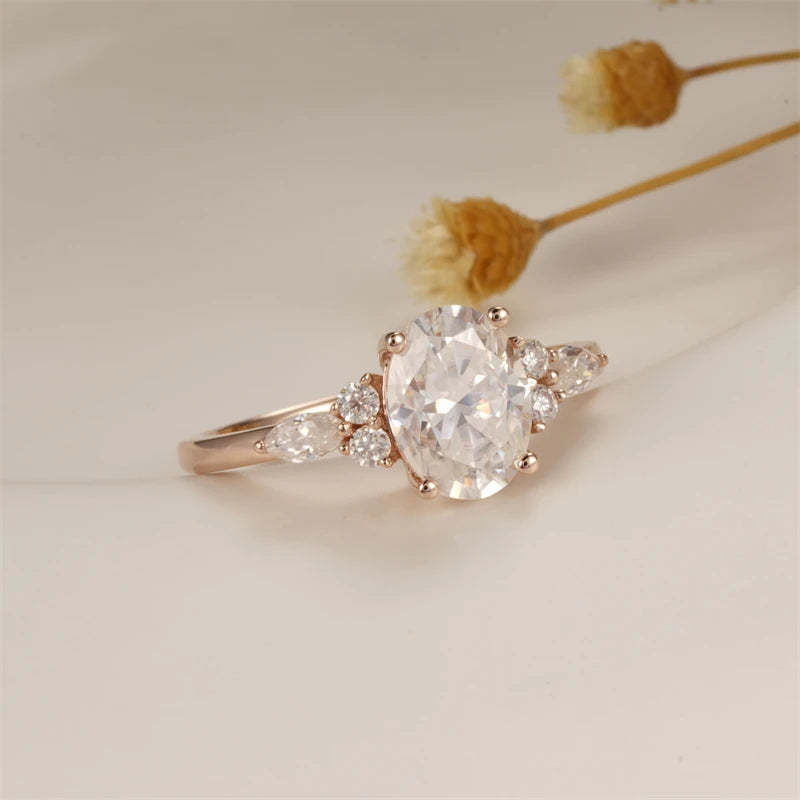 Solid 18K Rose Gold 1.5 Ct Oval Diamond Engagement Ring-Black Diamonds New York