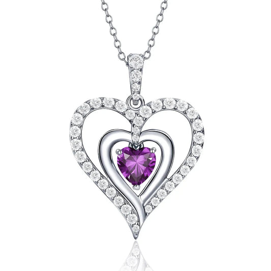 12 Birthstone Gemstone Heart-shaped Necklace-Black Diamonds New York