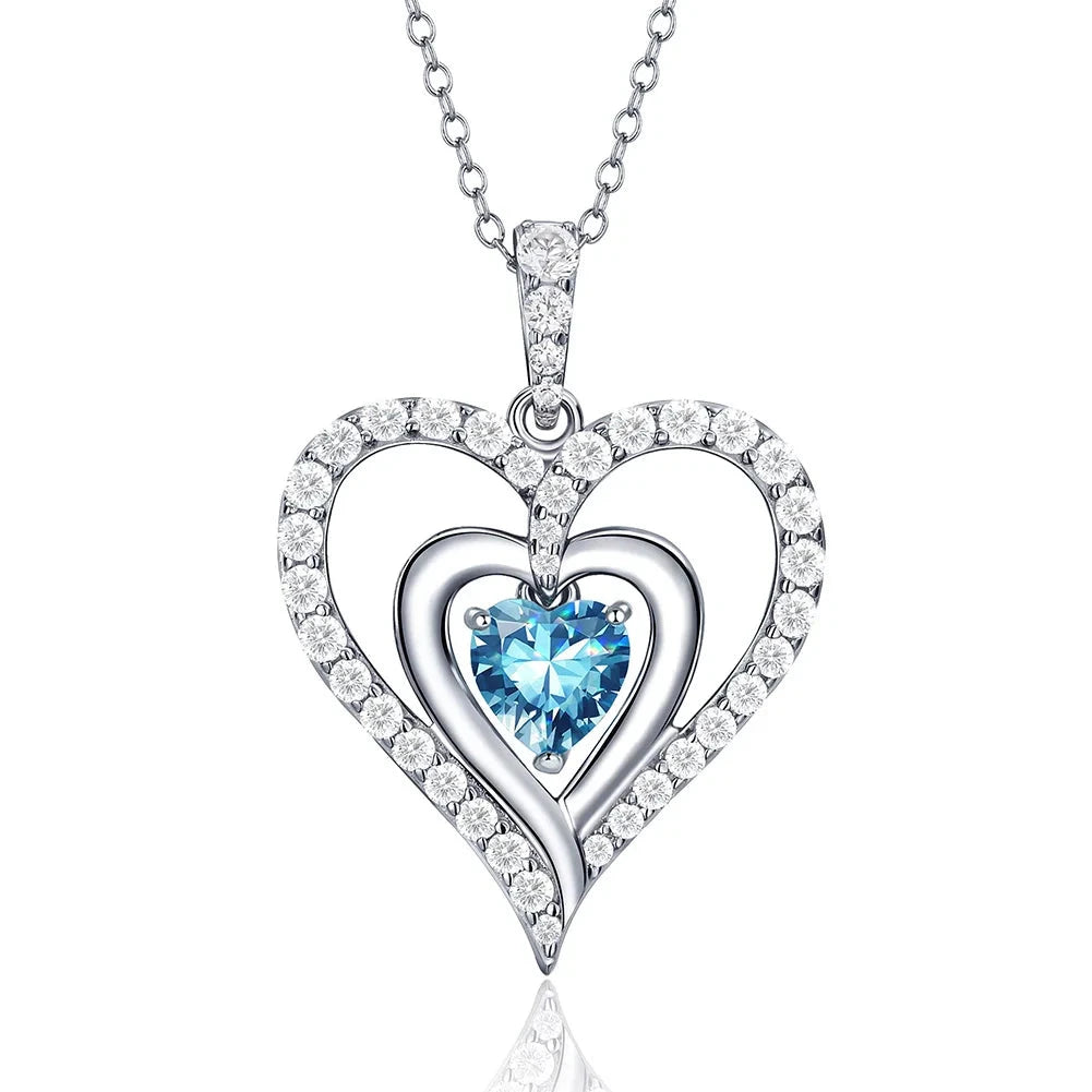 12 Birthstone Gemstone Heart-shaped Necklace-Black Diamonds New York