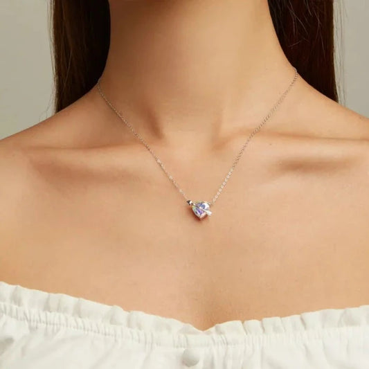 Heart Diamond Women's Necklace With Cupid Arrow-Black Diamonds New York