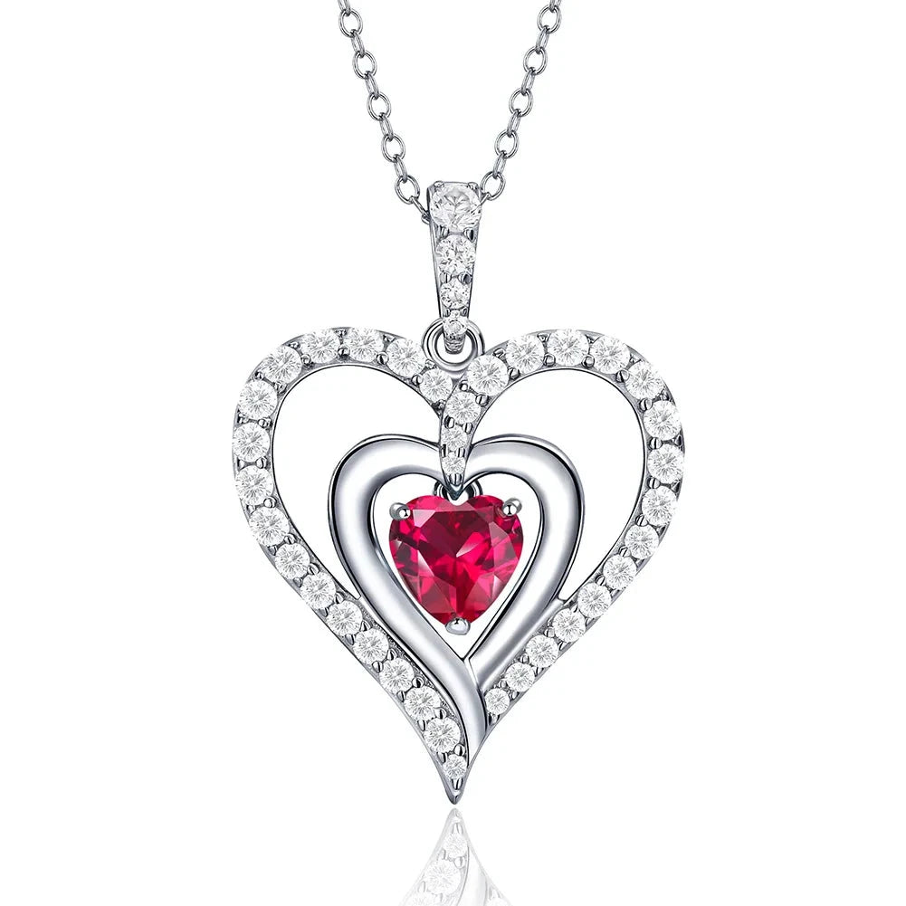 12 Birthstone Gemstone Heart-shaped Necklace-Black Diamonds New York