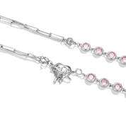 Pink Stone & Heart Shaped Molten Drop Necklace-Black Diamonds New York