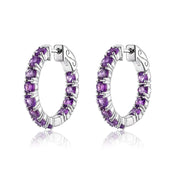 Classic Natural Gemstone Hoop Earrings-Black Diamonds New York