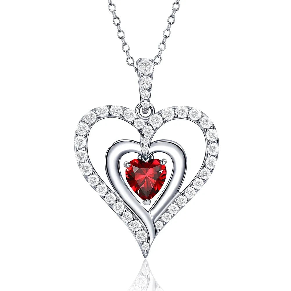 12 Birthstone Gemstone Heart-shaped Necklace-Black Diamonds New York