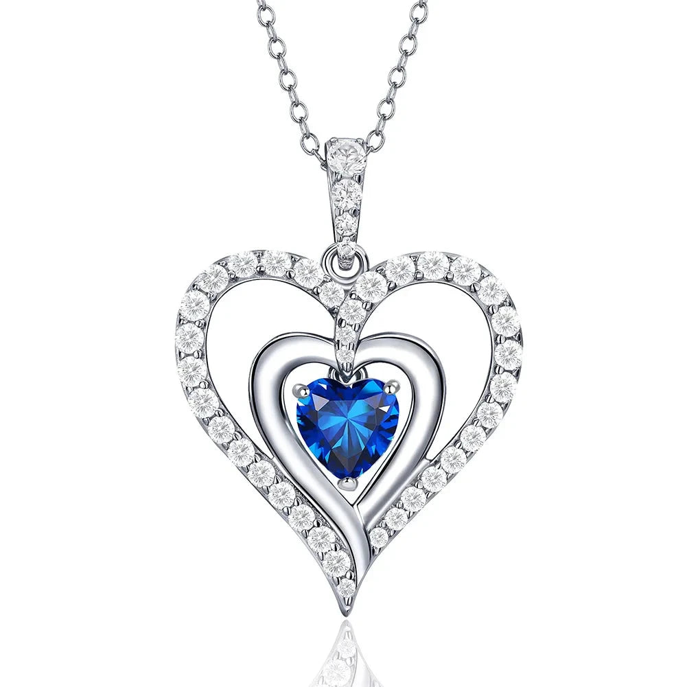 12 Birthstone Gemstone Heart-shaped Necklace-Black Diamonds New York