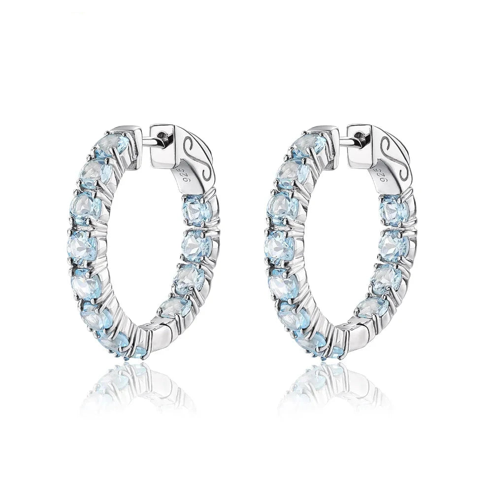 Classic Natural Gemstone Hoop Earrings-Black Diamonds New York