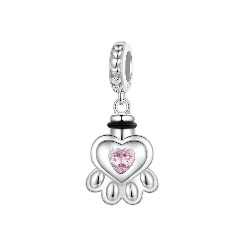 Heart and Paw Pet Memorial Charm-Black Diamonds New York