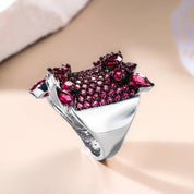 Natural Rhodolite Garnet Bohemian Ring-Black Diamonds New York