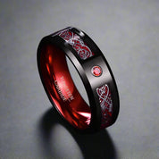 Classic Red Polish Classic Tungsten Carbide Ring-Black Diamonds New York