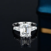 4.0 CT Emerald Cut Diamond Platinum Engagement Ring-Black Diamonds New York