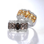 Vintage Style Oval Cut Create Citrine Gemstone Halo Ring-Black Diamonds New York