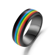 Rainbow 8mm Tungsten Carbide Men's Ring-Black Diamonds New York