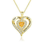 Created Gemstone I Love You Engraved Heart-shaped Necklace-Black Diamonds New York