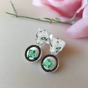 Leopard Head and Green Spinel Earrings-Black Diamonds New York