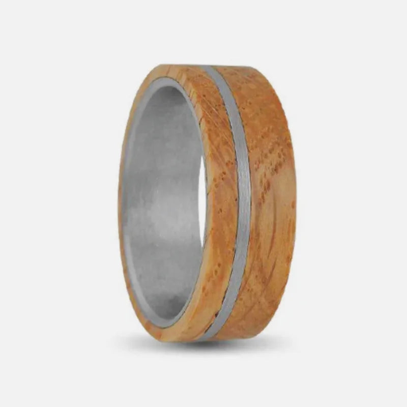 Solid Wood Titanium Steel Ring Men's Ring-Black Diamonds New York