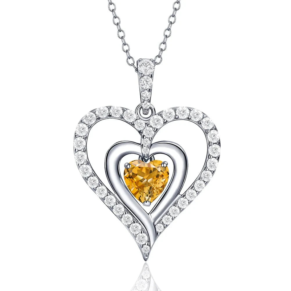 12 Birthstone Gemstone Heart-shaped Necklace-Black Diamonds New York