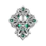 Skull Cross with Green Stones Charm-Black Diamonds New York