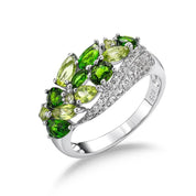 Elegant Natural Peridot Diopside Gemstone Ring-Black Diamonds New York