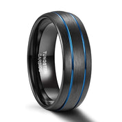 Double Line Inlay Black Tungsten Carbide Men's Ring-Black Diamonds New York