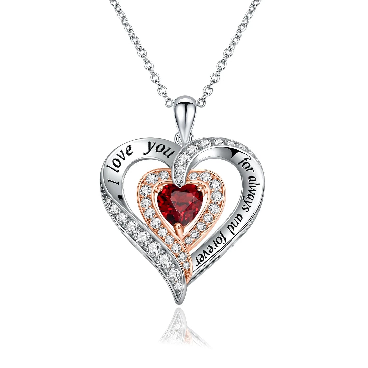 Created Gemstone I Love You Engraved Heart-shaped Necklace-Black Diamonds New York