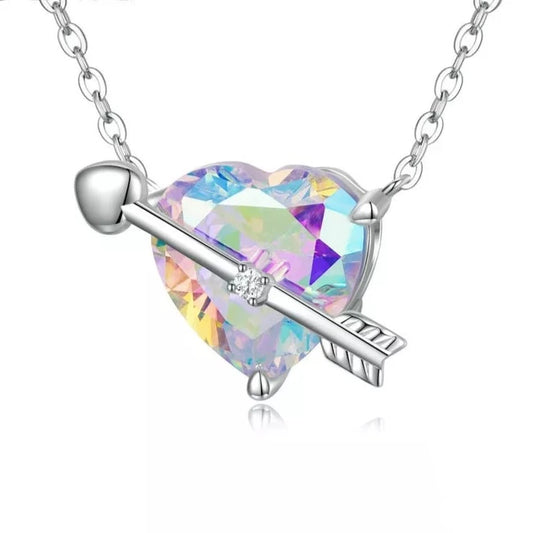 Heart Diamond Women's Necklace With Cupid Arrow-Black Diamonds New York