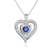 Birthstone Heart Pendant Necklace-Black Diamonds New York