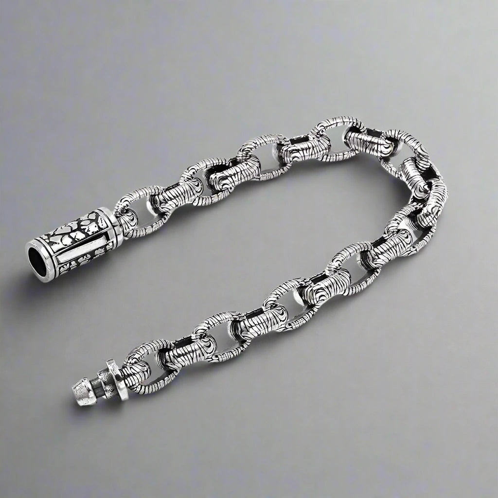 Vintage Bold Stone Chain Pattern Bracelet-Black Diamonds New York