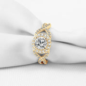 10K Yellow Gold 0.8 Ct Diamond Twist Shank Engagement Ring-Black Diamonds New York