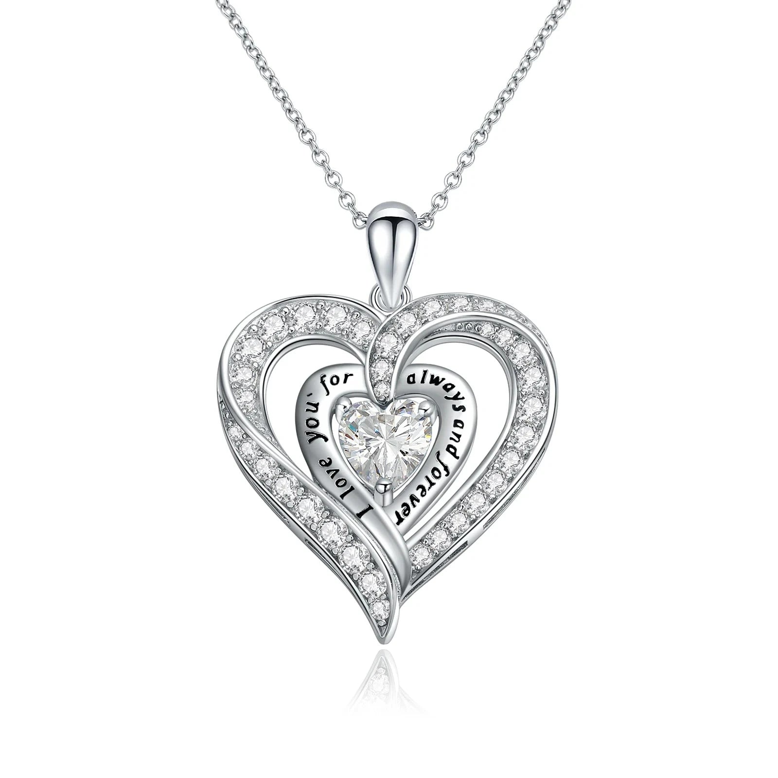 Birthstone Heart Pendant Necklace-Black Diamonds New York