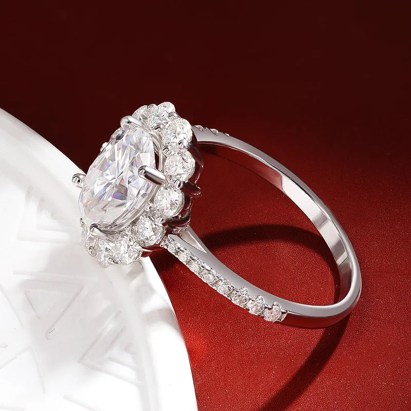 3.0 Ct Oval Cut Diamond Halo Engagement Ring-Black Diamonds New York