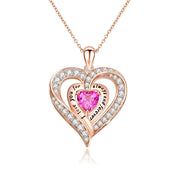 Birthstone Heart Pendant Necklace-Black Diamonds New York